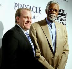 ESPN's Curt Schilling poses with NBA great Bill Russell at Sports Illustrated awards ceremony